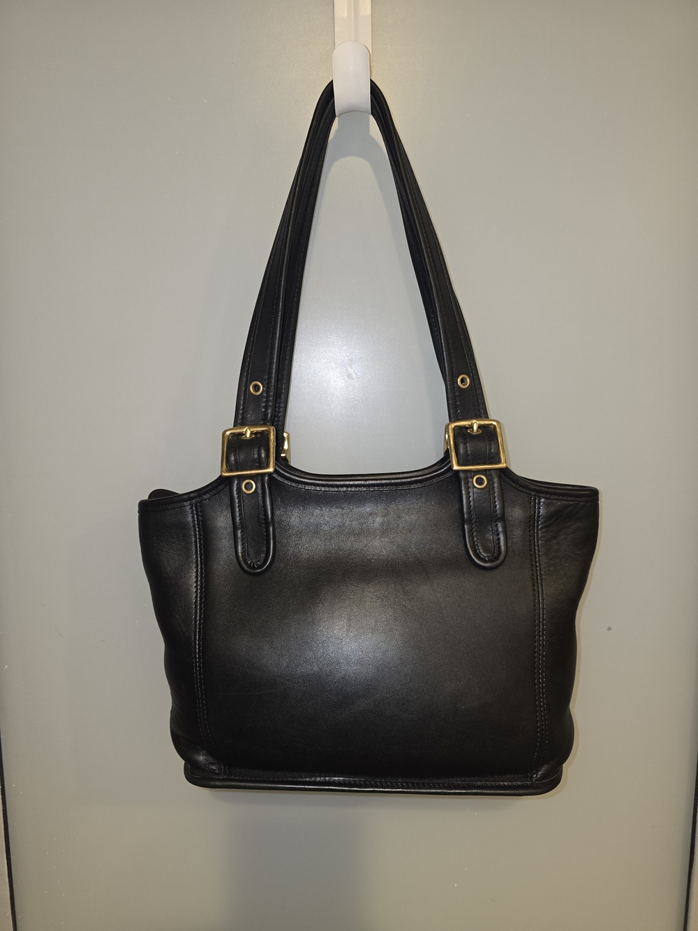 Vintage COACH 9086 Black Leather Small Shopper Tote Shoulder Bag 1997 Costa Rica
